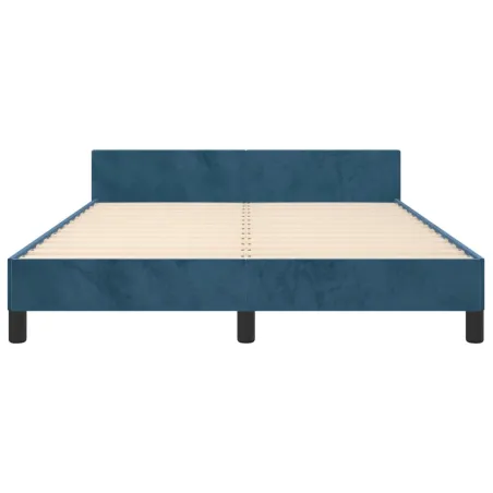 Cadre de lit sans matelas bleu foncé 140x190 cm velours