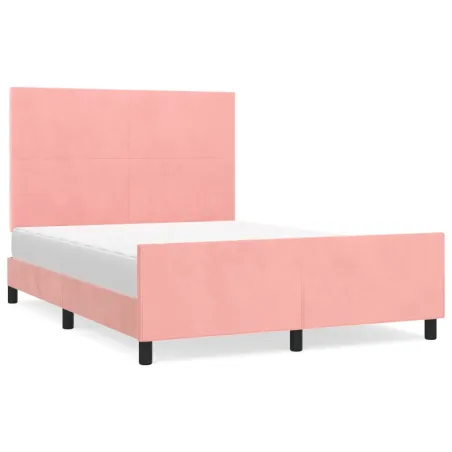 Cadre de lit sans matelas rose 140x190 cm velours
