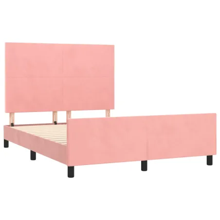 Cadre de lit sans matelas rose 140x190 cm velours