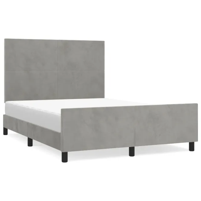 Cadre de lit sans matelas gris clair 140x200 cm velours