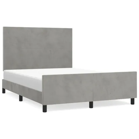 Cadre de lit sans matelas gris clair 140x200 cm velours