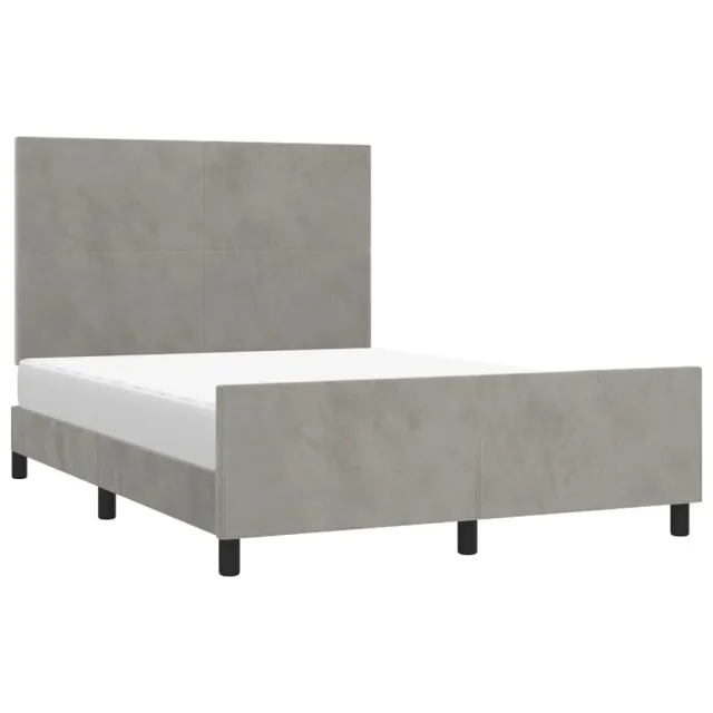 Cadre de lit sans matelas gris clair 140x200 cm velours