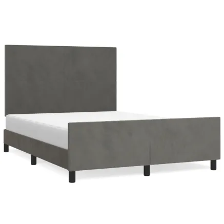 Cadre de lit sans matelas gris foncé 140x200 cm velours 2