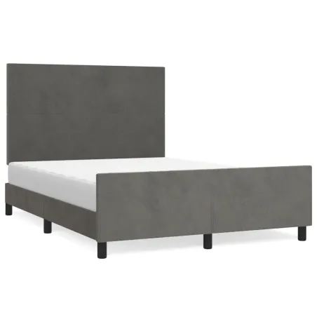 Cadre de lit sans matelas gris foncé 140x200 cm velours