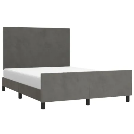 Cadre de lit sans matelas gris foncé 140x200 cm velours