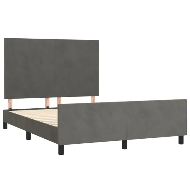 Cadre de lit sans matelas gris foncé 140x200 cm velours