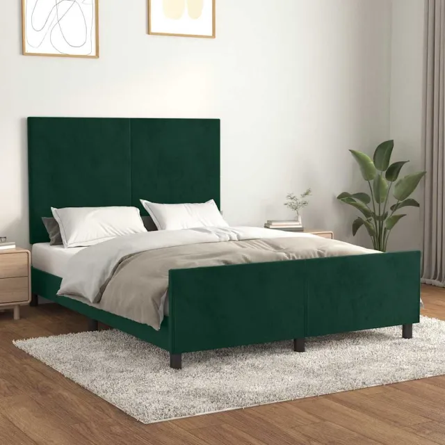 Cadre de lit sans matelas vert foncé 140x200 cm velours