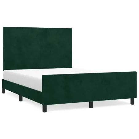Cadre de lit sans matelas vert foncé 140x200 cm velours