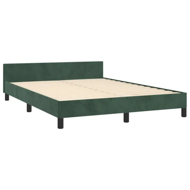 Cadre de lit sans matelas vert foncé 140x200 cm velours