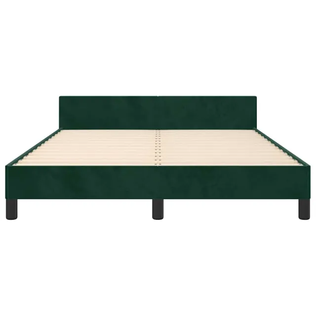 Cadre de lit sans matelas vert foncé 140x200 cm velours