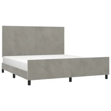 Cadre de lit sans matelas gris clair 160x200 cm velours