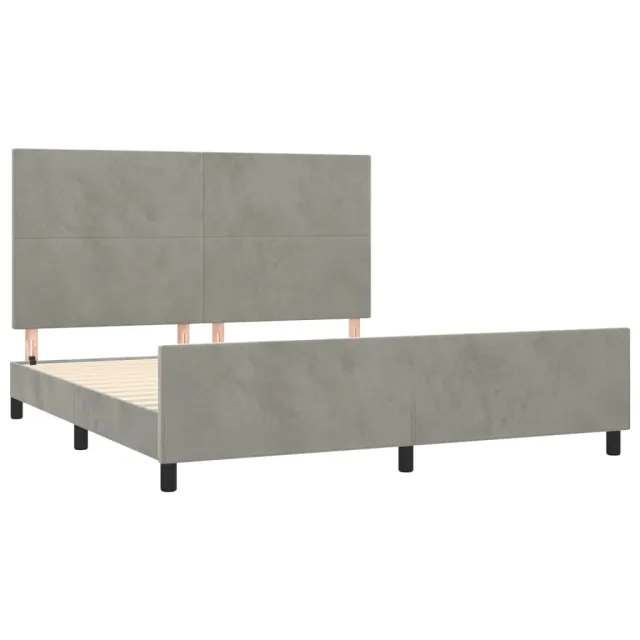 Cadre de lit sans matelas gris clair 160x200 cm velours