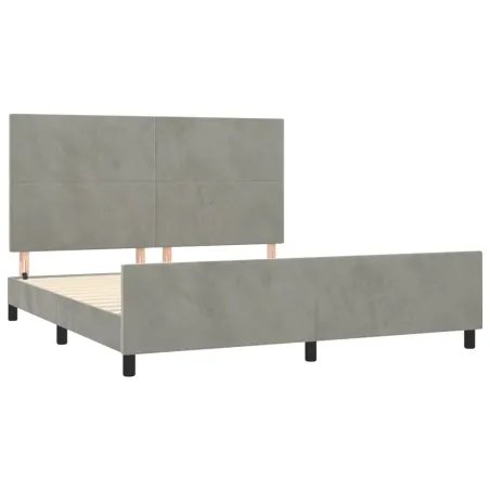 Cadre de lit sans matelas gris clair 160x200 cm velours