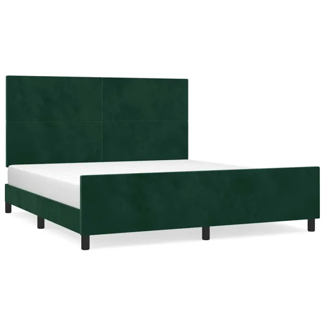 Cadre de lit sans matelas vert foncé 160x200 cm velours