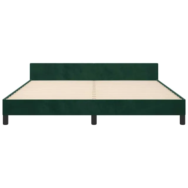 Cadre de lit sans matelas vert foncé 160x200 cm velours