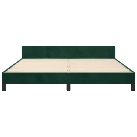 Cadre de lit sans matelas vert foncé 160x200 cm velours