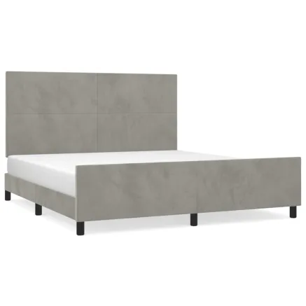 Cadre de lit sans matelas gris clair velours 2