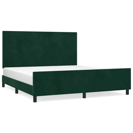 Cadre de lit sans matelas vert foncé velours 2