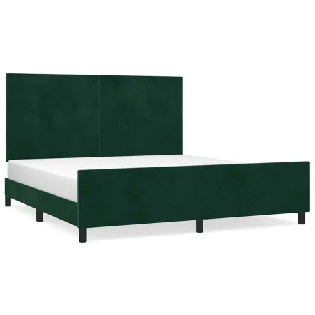 Cadre de lit sans matelas vert foncé velours