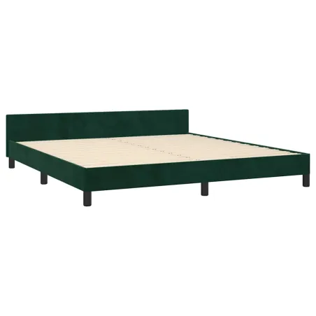 Cadre de lit sans matelas vert foncé velours