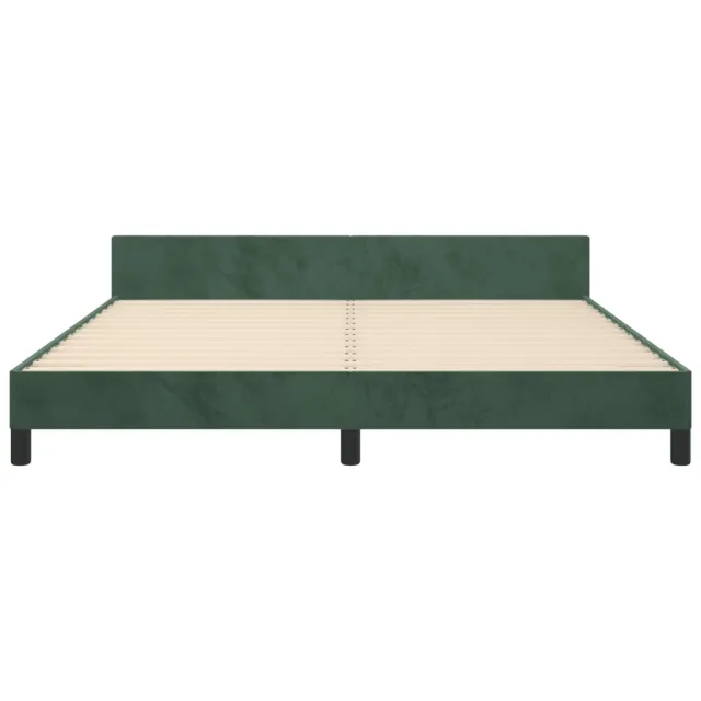 Cadre de lit sans matelas vert foncé velours