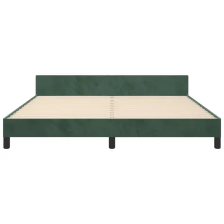 Cadre de lit sans matelas vert foncé velours