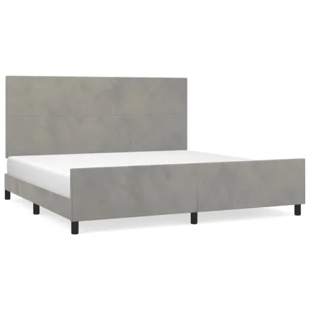 Cadre de lit sans matelas gris clair 200x200 cm velours 2