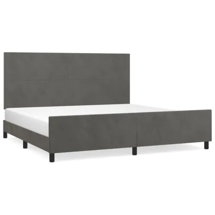 Cadre de lit sans matelas gris foncé 200x200 cm velours 2