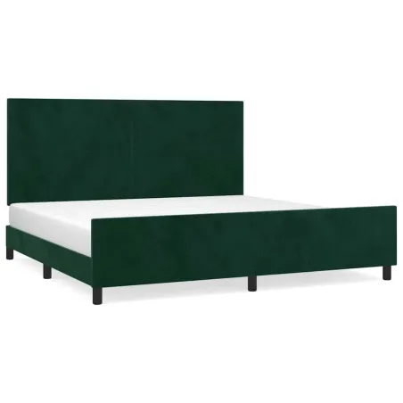 Cadre de lit sans matelas vert foncé 200x200 cm velours