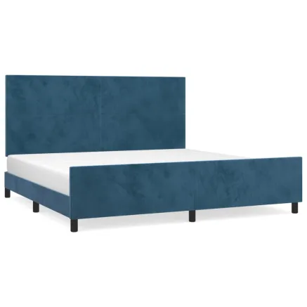 Cadre de lit sans matelas bleu foncé 200x200 cm velours 2