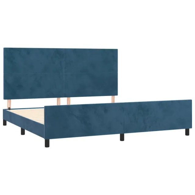 Cadre de lit sans matelas bleu foncé 200x200 cm velours