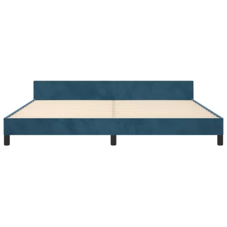 Cadre de lit sans matelas bleu foncé 200x200 cm velours