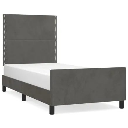 Cadre de lit sans matelas gris foncé 80x200 cm velours 2