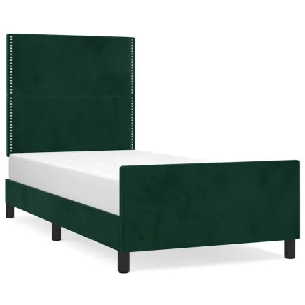 Cadre de lit sans matelas vert foncé 90x190 cm velours 2