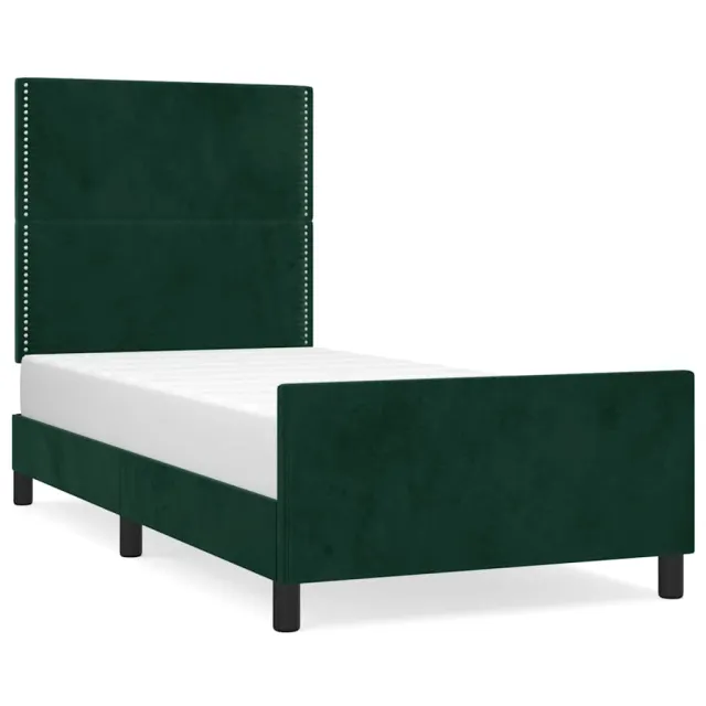 Cadre de lit sans matelas vert foncé 90x190 cm velours