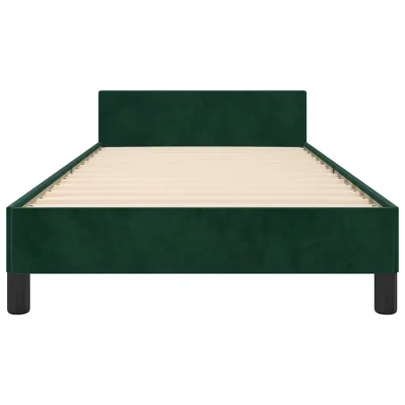 Cadre de lit sans matelas vert foncé 90x190 cm velours