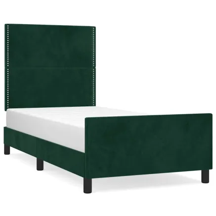 Cadre de lit sans matelas vert foncé 90x200 cm velours 2