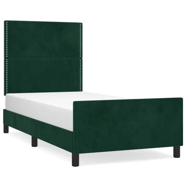 Cadre de lit sans matelas vert foncé 90x200 cm velours