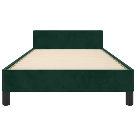 Cadre de lit sans matelas vert foncé 90x200 cm velours