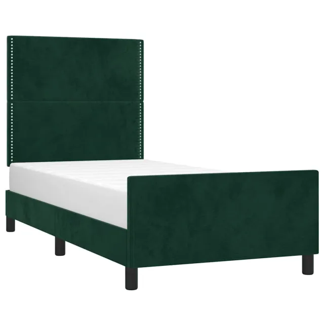 Cadre de lit sans matelas vert foncé 100x200 cm velours