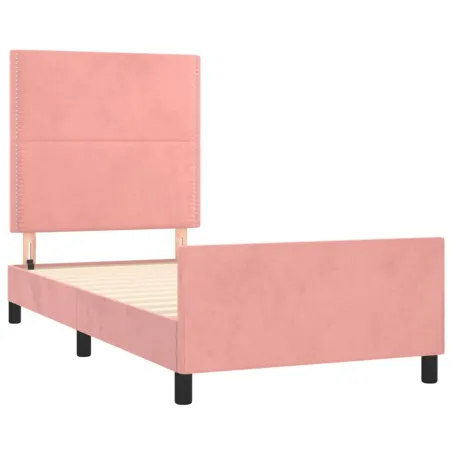 Cadre de lit sans matelas rose 100x200 cm velours