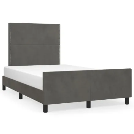 Cadre de lit sans matelas gris foncé 120x200 cm velours 2