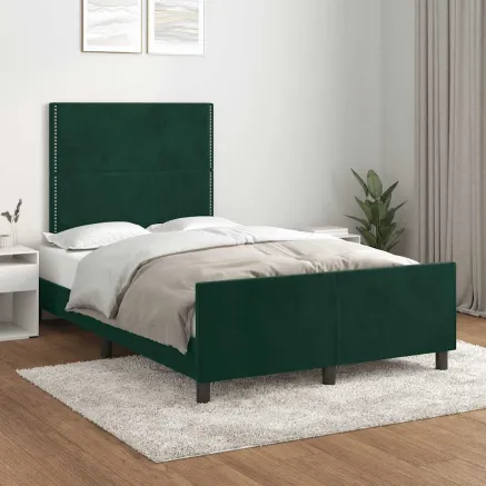 Cadre de lit sans matelas vert foncé 120x200 cm velours