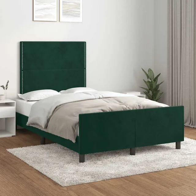 Cadre de lit sans matelas vert foncé 120x200 cm velours