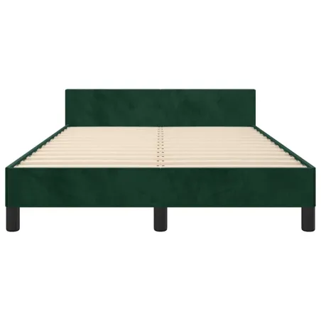 Cadre de lit sans matelas vert foncé 120x200 cm velours