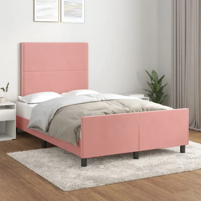 Cadre de lit sans matelas rose 120x200 cm velours