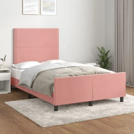 Cadre de lit sans matelas rose 120x200 cm velours