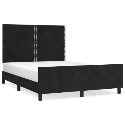 Cadre de lit sans matelas noir 140x200 cm velours 2