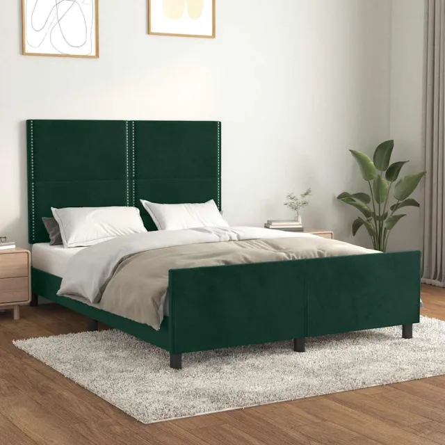 Cadre de lit sans matelas vert foncé 140x200 cm velours