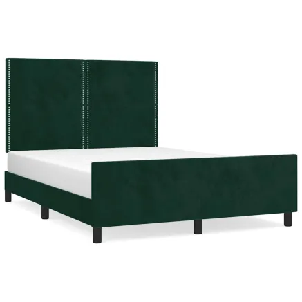 Cadre de lit sans matelas vert foncé 140x200 cm velours 2